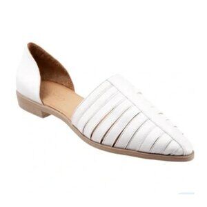 Bueno Brier D’Orsay Leather Flats White with Brown Sole Size 9 US 39 EU